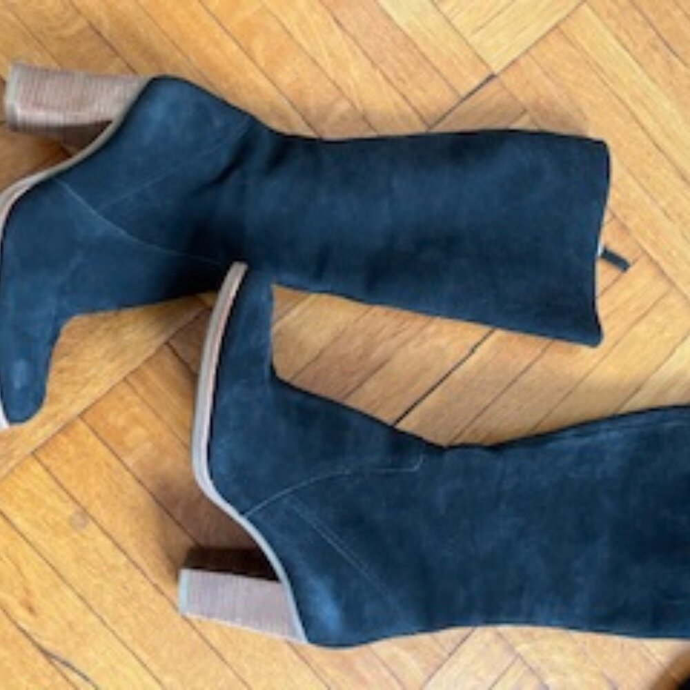 ECCO Womens Norwich 80mm Tall Knee High Boot Black Nubuck - Size 39 EU 8-8.5 USS